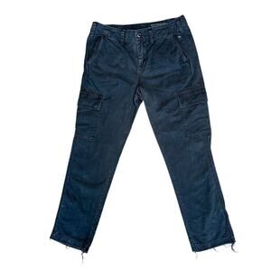 G1 ALL PURPOSE GOODS Women’s Black 100% Cotton Cargo Pants Raw Hem